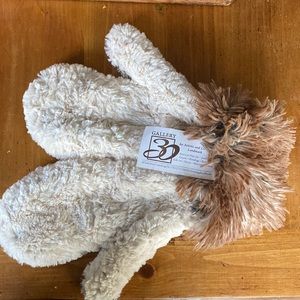 Cuddly in Black and Cuddly Sand with Red Fox Luxury Faux Fur Mittens NEW OS